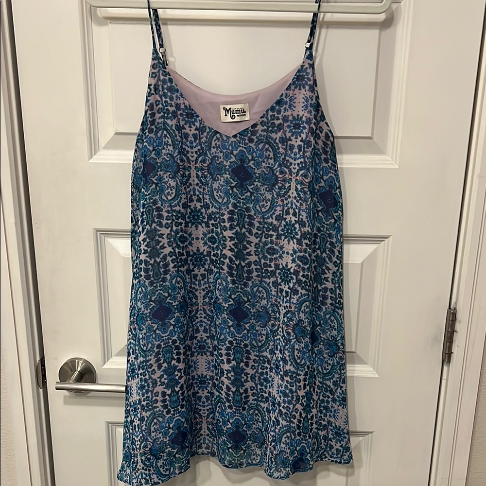 Show Me Your MuMu Blue Patterned Mini Dress